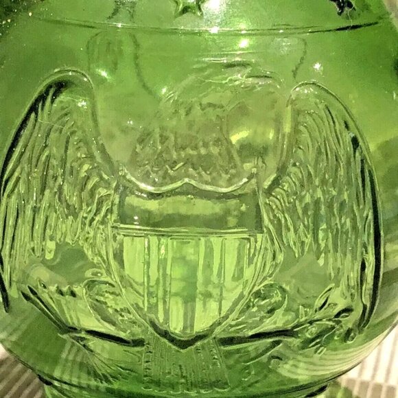 Vintage Green Wheaton Glass Fire Extinguisher Bottle Eagle Star Patriotic USA 6" - Picture 3 of 6